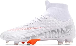FGCVX Men's Soccer Cleats Athletic Soccer Boots Sneaker Turf Football Shoes Firm Ground White