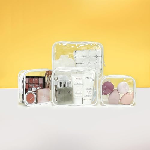 Image of LETGO 4 PCS Clear Insert Bag for Bogg Bag, 4 Sizes Waterproof Beach Bag Organizer Pouch with Bogg Bag Hooks Accessories,Transparent Zipper Makeup Toiletry Bag for Rubber Tote Bag Beach Travel