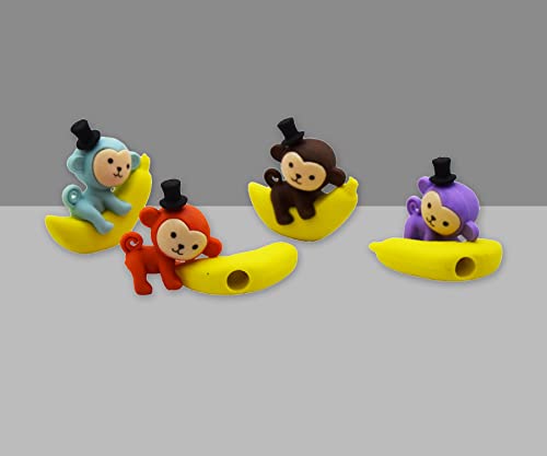 Image of Asera 3D Monkey Banana Erasers Pencil Top for Kids Gift Options Birthday Return Gifts (48 Pcs)