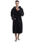 Yoimira Mens Robe with Hood, Plush Robe for Men Long Fleece Bathrobe Soft and Warm