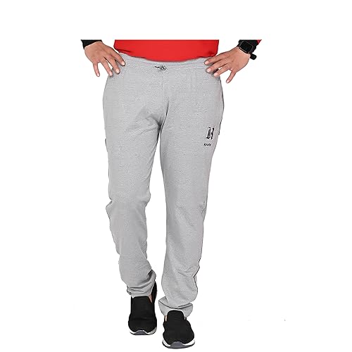 Image of SK Wardrobe Men's Solid Cotton Track Pant | Full Elastic Waistband | Regular Fit Casual Lower for Gym, Home, Lounge Full Length Solid Bottom Wear for Men