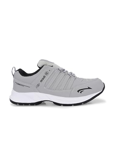 Image of AADI Men's Grey Synthetic Leather Comfortable Lightweight Outdoor Lace Up Running, Walking & Gym Casual Sports Shoes