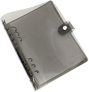 A6 A5 6-Holes Colorful PVC Cover Round Ring View Binder with Snap Button Closure File Folder (Black Rain, A6 Mini Set)
