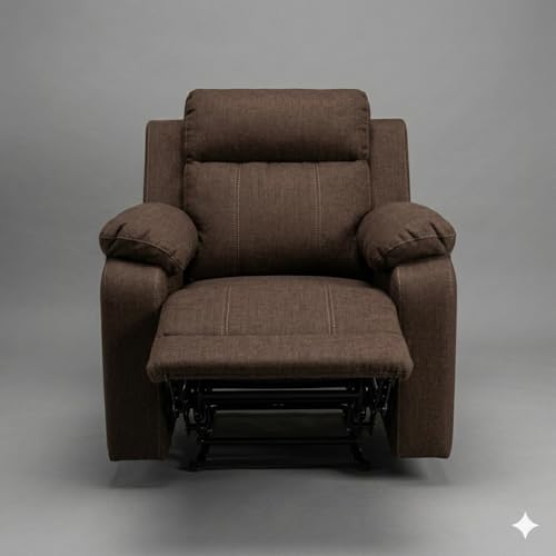 Image of Amazon Brand - Solimo Elira | Single Seater Sofa Recliner | Manual Recliner (Velvet Brown)