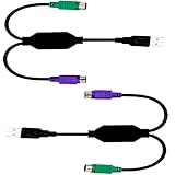CenryKay PS2 Keyboard to USB Adapter ,USB to Dual ps2 Mouse Keyboard Converter Cable(2 Pack)