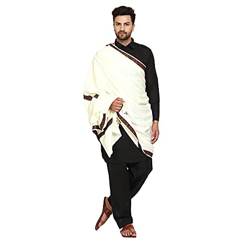 Image of SWI WITH LABEL Men's Kashmiri Embroidered Wool Shawl
