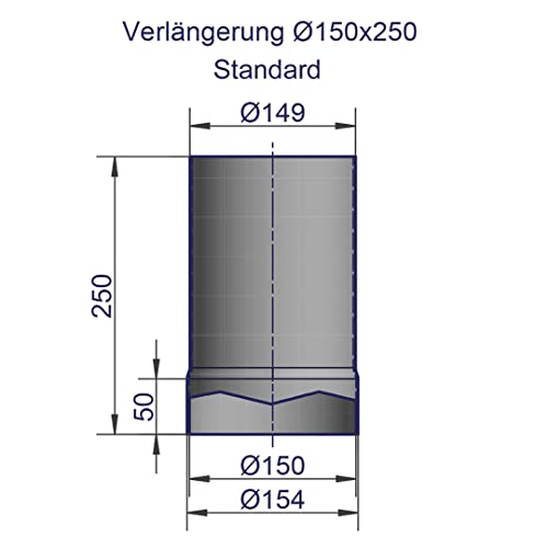 HARK Standard Verlängerungsrohr 25 cm Ofenrohr 150mm, Graphit
