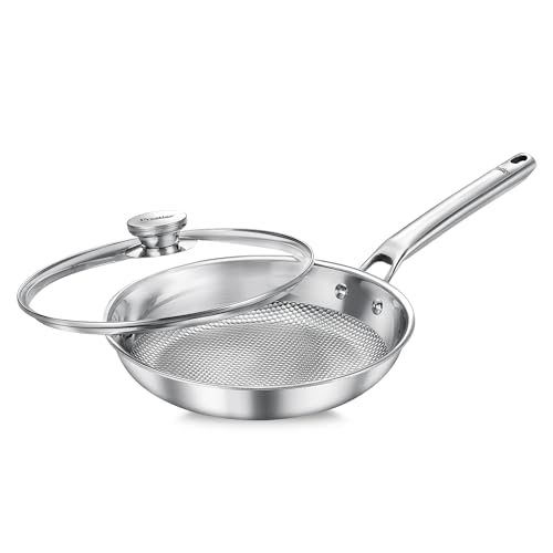 Image of Prestige TRIPLY Designer Fry Pan 24cm /1.7L with Glass Lid | Durable Honeycomb Structure | Low Oil Consumption | Metal Spoon Friendly | Gas & Induction Compatible | Dishwasher Safe | 15Y Warranty | ISI