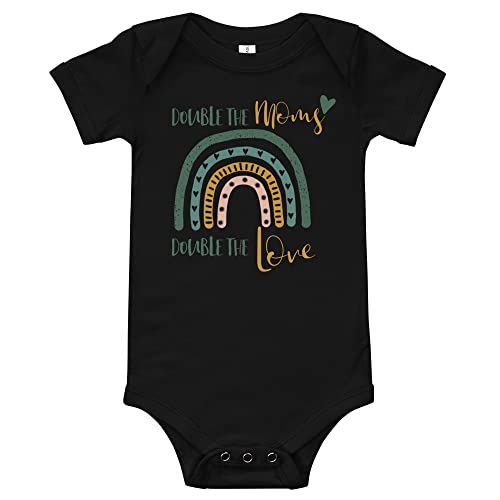 Image of Poppy Summit Double the Moms Double the Love baby one piece Lesbian mom baby bodysuit LGBT baby Two moms baby gift Lesbian pregnancy Baby announcement, size 3-6 months
