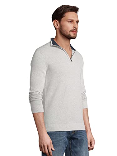 TOM TAILOR Hommes Troyer Pull en tricot 1030707, 14427 - Light Soft Grey Melange, XL - Image 4