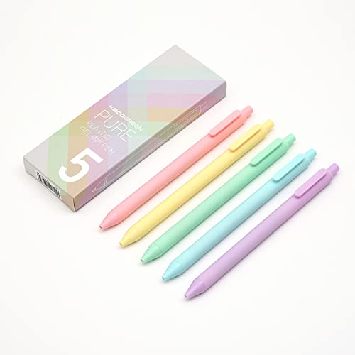 Kaco Pack Of 5 Pieces Gel Ink Pens Colored Ink Cute Retractable Pens For Note Taking 0.5Mm Fine Point (Macarons) #TOP7