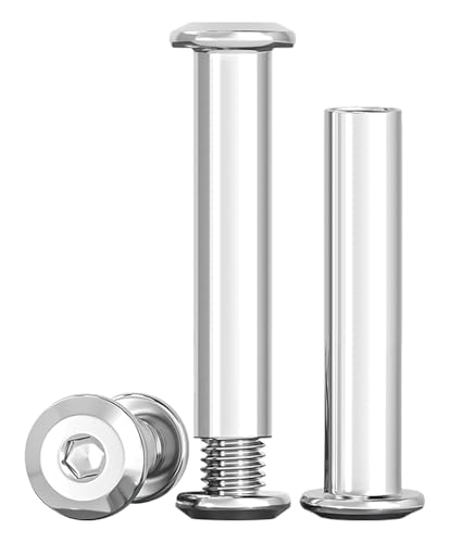 Drenky 10 Sets Connection Screws M8 Belt Buckle Binding Bolts 304 Stainless Steel Screw Post M8 X 40mm Furniture Bolts Sleeve Nuts for Bed Door