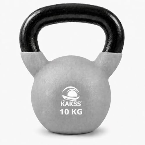 Image of Kakss Half Coating Neoprene Kettlebell (2kg to 40kg)(Proudly Made in India) (10kg, Grey)