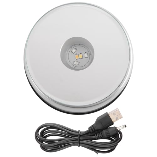 Base de exhibición giratoria LED multicolor con cable USB para cristal, lote de 6 4