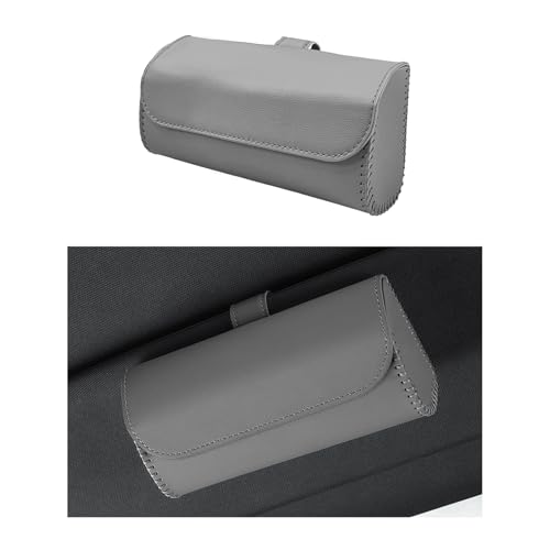 Ohleats Sunglasses Holder for Car Sun Visor, Leather Glasses Sun Visor Organizer Box with Hidden Magnetic Closure, Gray