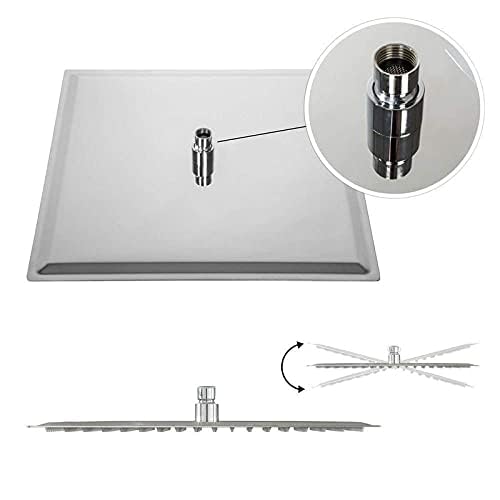 Image of 8x8 inch Square Stainless Steel Overhead Rain Shower Without Arm | Ultra-Thin High Pressure Waterfall Shower Head | Anti-Clog Nozzles | Mirror Finish | Bathroom Fittings (Pack of 2)