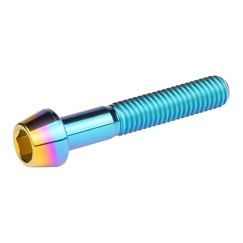 Image of Titanium Ti Bolt M5x9 16 18 20 25 30 35 40 45 50 55 60mm Tapered Head Screws Pack of 4 (M5x35mm, Iridescent Blue)