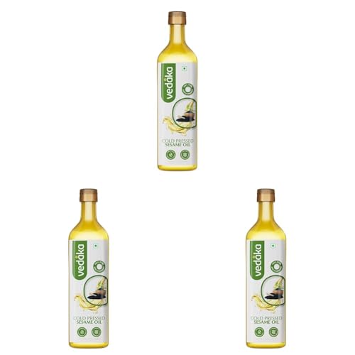 Image of Amazon Brand - Vedaka Cold Pressed Sesame Oil Bottle (1L, Gingelly) (Pack of 3)