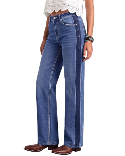 luvamia Straight Leg Jeans for Women High Waisted Tuxedo Stripe Denim Pants