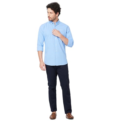 Image of KENNETH COLE New York Mens Slim Fit Cotton Spread Collar Long Sleeve Patch Pocket at Chest Casual Shirt