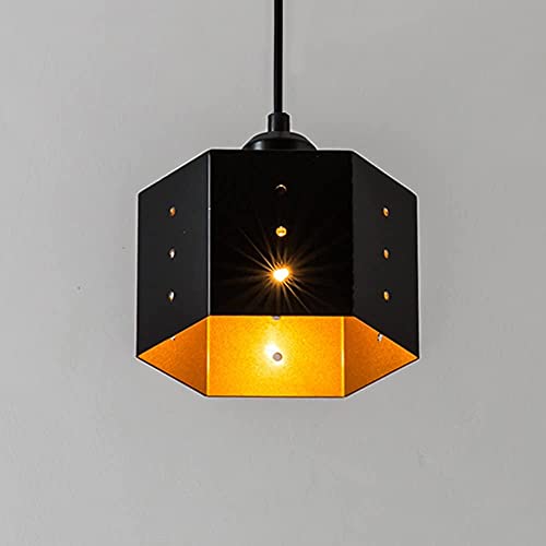 Lampe noir hexagon hollow élégrant création en fer forgé rétro