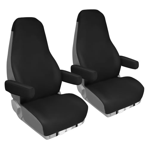 Mixsuper Semi Truck Seat Covers for Freightliner Cascadia 125 116 125 2022-2026 Cascadia Seat Covers Full 6-Piece Set with Armrest Cover and Integrated Headrest Silicone Bottom Cascadia Accessories