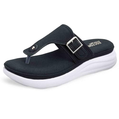 Image of DOCTOR EXTRA SOFT Women's Ultra Lightweight Slippers /Flip-Flops with Memory Foam Cushion | Stylish & Comfortable | Casual & Fashion| Diabetic & Orthopedic Synthetic Slip-on Sandals Ladies /Girls D-621