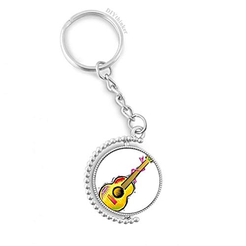 Llavero de guitarra giratorio y anillo Pilgrim con ilustración de México
