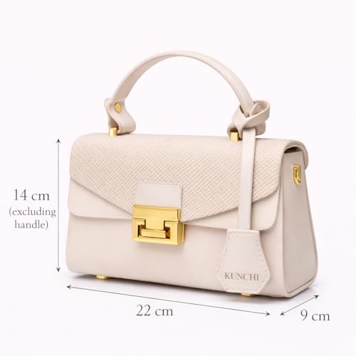 Image of KUNCHI CREST Women's Structured Handbag with Sling Strap | Premium Textured Flap Bag | Elegant Designer Purse for Party, Wedding & Office
