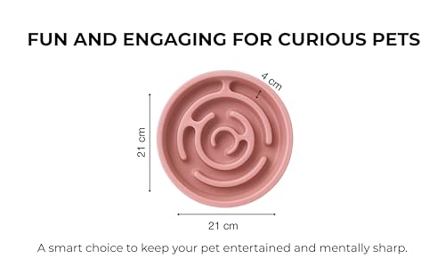 Image of Slow Feeder Bowl | Round Maze Food Bowl for Dogs and Cats | Anti Choking Puzzle Bowl | Anti Slip Interactive Feeding Dish | Durable & Easy to Clean | Anti Bloat and Aids Digestion (Pink)