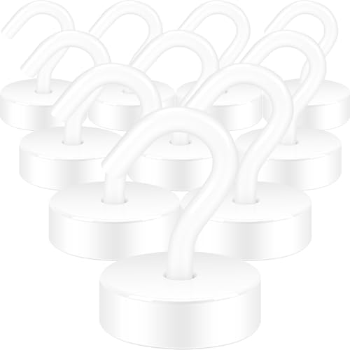 Image of Neosmuk Magnetic Hooks Steel Tube Design for Cruise,40lb+ White,10 Pack | Cruise Ship Essentials,Heavy Duty Magnett Hooks for Cabins, Refrigerator, Grill, Hanging, and Travel Extra Strong Must-Haves