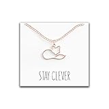 Happy Kisses Fox Necklace – “Stay Clever” Message Pendant – Cute Charm Gift for Any Women or...