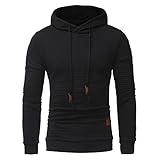 Xmiral Herren Sweatshirt Top Herbst Langarm Plaid Hoodie Mit Kapuze T-Shirt Outwear Streetwear Kapuzenpullover Outdoor Sportbekleidung(Z2 Schwarz,XL)