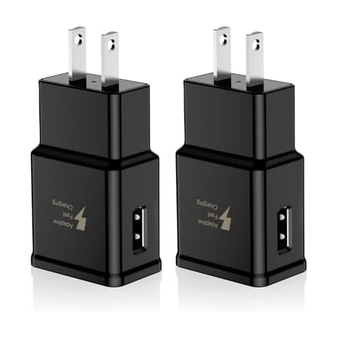 Adaptive Fast Charging USB Wall Charger Adapter Compatible Samsung Galaxy S21 S20 S10 S6 S7 S8 S9 / Edge/Plus/Active, Note 5 8, Note 9, Note 10, LG Quick Charge, Android Phone Travel Plug (2 Pack) Cover