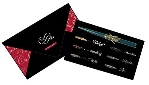 Georges Lalo Calligraphy Pen Set with Nib Holder Pack of 6 Precision Cut Calligraphy nibs-Black
