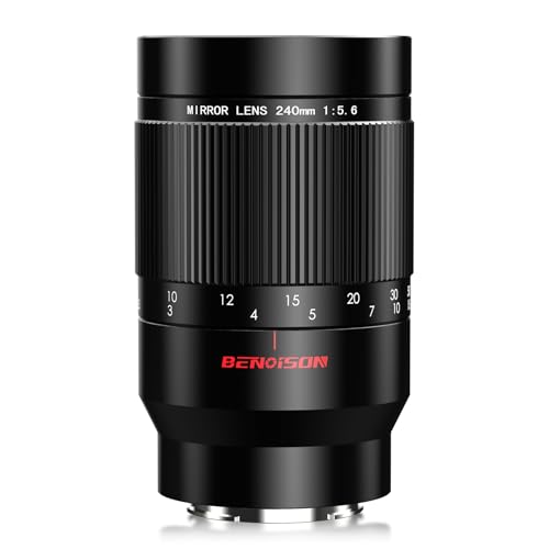 Objetivo de Espejos - 240mm f/5.6 para Nikon F, Enfoque Manual (MF), Teleobjetivo para Nikon D3500 D850 D7500 D5600 D3400 D500 D7200 D5500 D750 D810 D3300 D5300 D610 D7100 D5200 (Montura F)