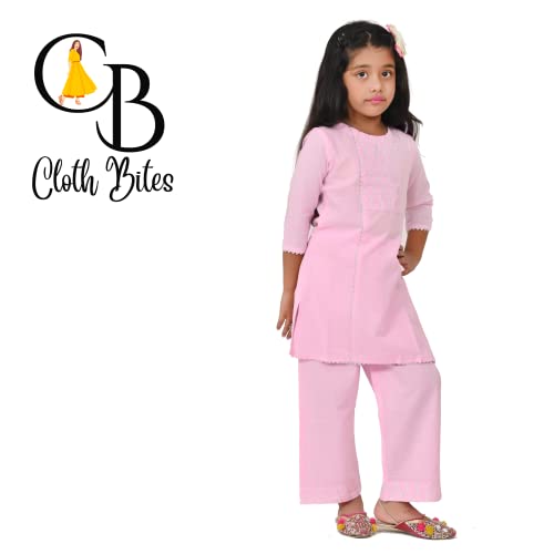 Image of Rayon Kurta Pant Set for Girl Child, Gota Work Kurti with 3 /4 Selvess, Round Neck Traditonal Dress,Ethnic Wear Kurti for Kids