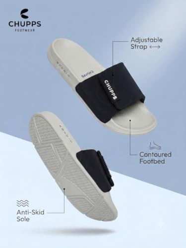 Image of CHUPPS Flow Men's Orthopedic Adjustable Sliders | Lightweight Cushioned Slides | Soft EVA Footbed | Anti-Slip Comfortable Slip-On Slippers for Indoor & Outdoor Use