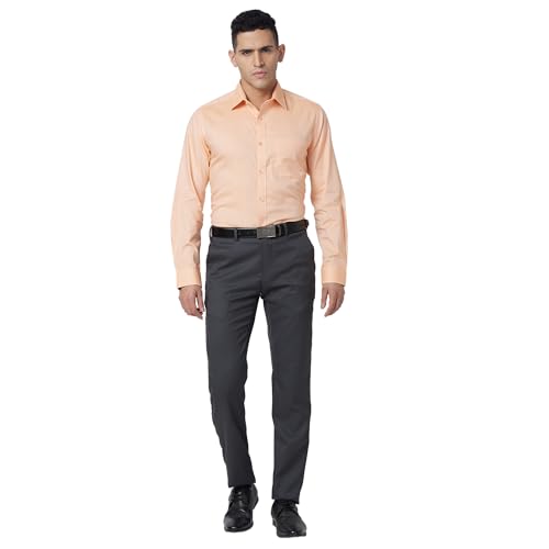 Image of Raymond Men Pure Cotton Slim Fit Structure Pattern Semi Cut Away Collar Formal Shirt