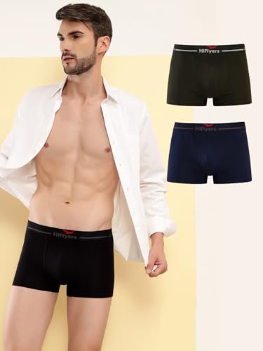 Image of HiFlyers Men's Cotton Spandex Odour-Free, Long Lasting Comfort, All Day Fresh and Confidence Dark Knight Collection Solid Trunks