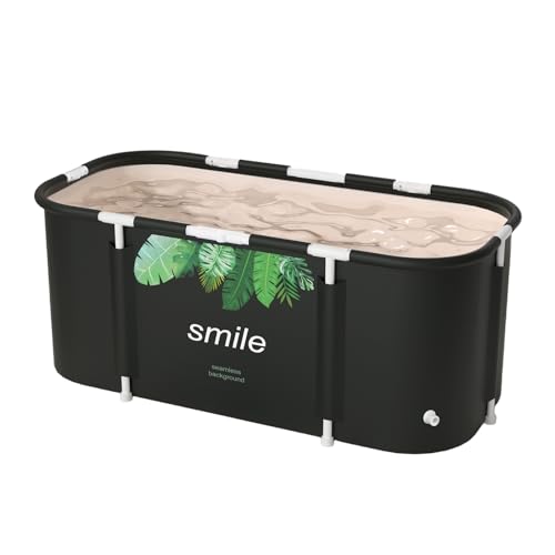 Sinbide Vasca da Bagno Pieghevole per Adulti, 115 x 60cm Facile Installazione, Vaschetta Pieghevole Eco-Friendly, Ideale per il Relax Domestico e SPA,Vasca da bagno portatile (Foglia)