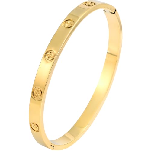 Gold Bracelets for Women Friendship Love Bangle Bracelets Cubic Zirconia Stainless Steel Cross Bracelet Jewelry Gifts for Her