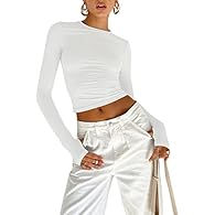 Material: This trendy y2k garment is crafted from a blend of 95% polyester and 5% spandex. The high-quality elastic fabric ensures a lightweight, breathable, soft, and skin-friendly feel. These ladies' basic tops are designed to provide maximum comfo...