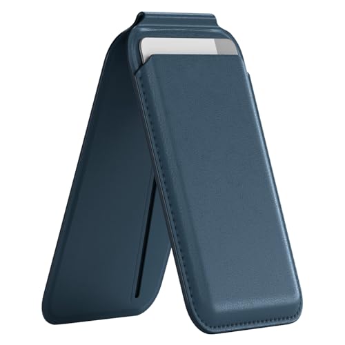 WalletMag 2.0 iPhone için MagSafe Özellikli 4 Kartlı Katlanabilir Stantlı Manyetik Deri Cüzdan (Mavi)