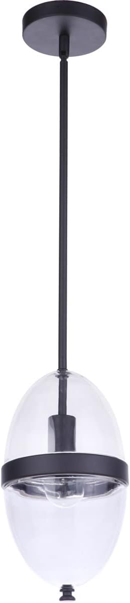 Craftmade ZA3511-MN Sivo Clear Glass Oval Outdoor Pendant, 1-Light 60 Watt, 13"H x 7"W, Midnight