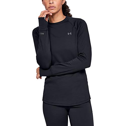 Under Armour Women's Base Crew 3.0 Crew-Neck T-Shirt , Black (001)/Pitch Gray , Large