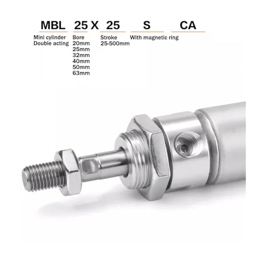 Mini cylindre MBL alésage 25mm course 175mm vérin alu double effet - 5