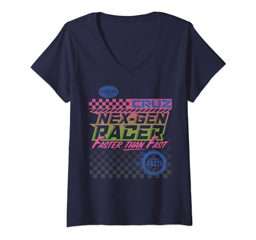 T-shirt Cars Disney Pixar femme col V, haut de course Cruz Ramirez violet