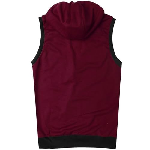 Generic Men's Sleeveless Hoodie Vest Workout Tank Top Hooded Fitted Fall Zip Up Slimming Spring3