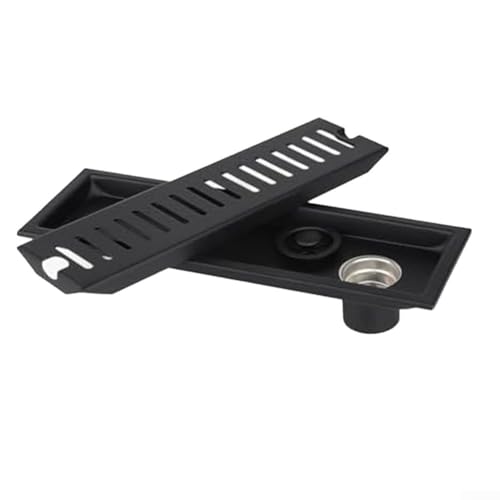 Scarico a pavimento in acciaio inox nero con sistema di filtraggio a doppio strato, copertura di drenaggio per bagno e cucina, filtro anti-intasamento, design anti-odore, per doccia, garage, 30 x 10 x